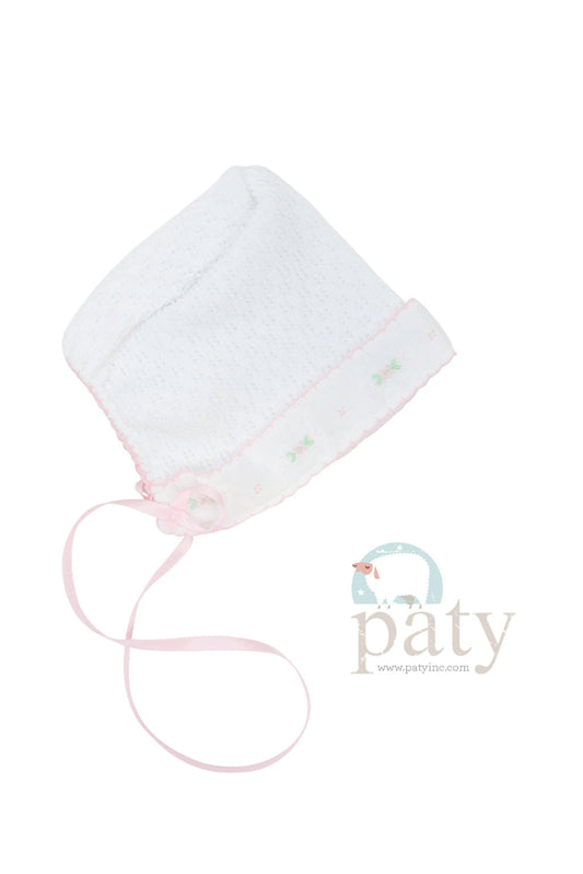 Bonnet Ribbon Tie/Swiss Floral Trim