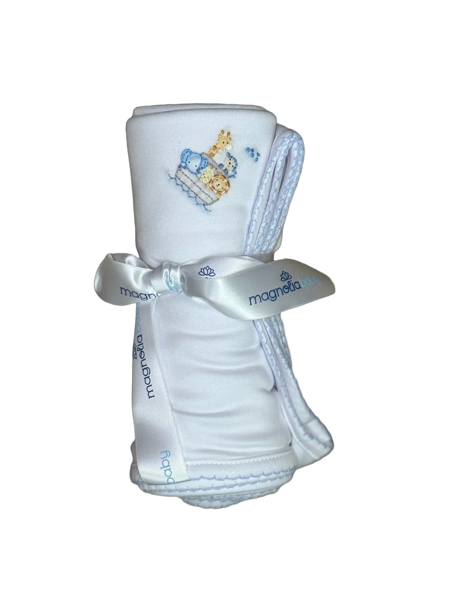Noah's Ark Blue Receiving Blanket