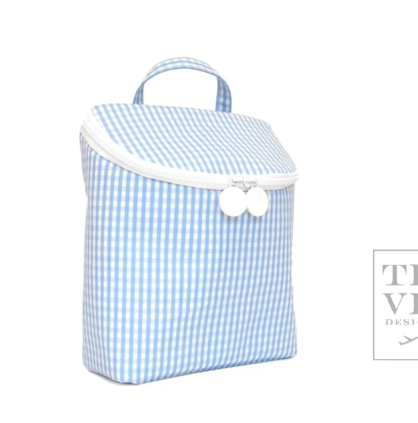 TRVL Sky Blue Gingham lunch sack