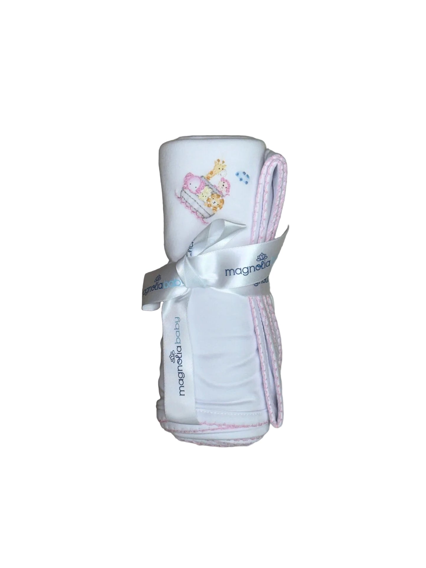 Noah's Ark Pink Receiving Blanket