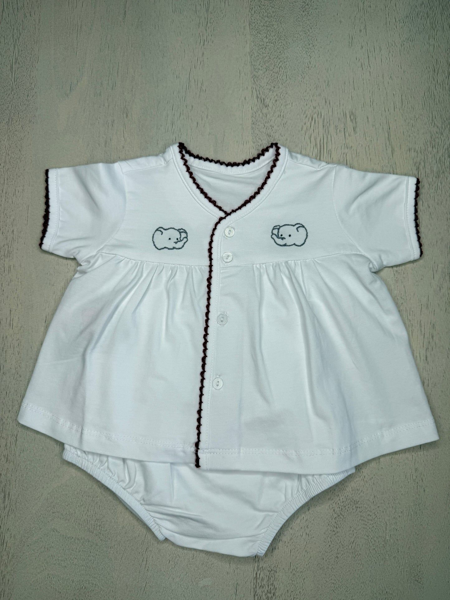 Elephant Crimson Trim Diaper Set
