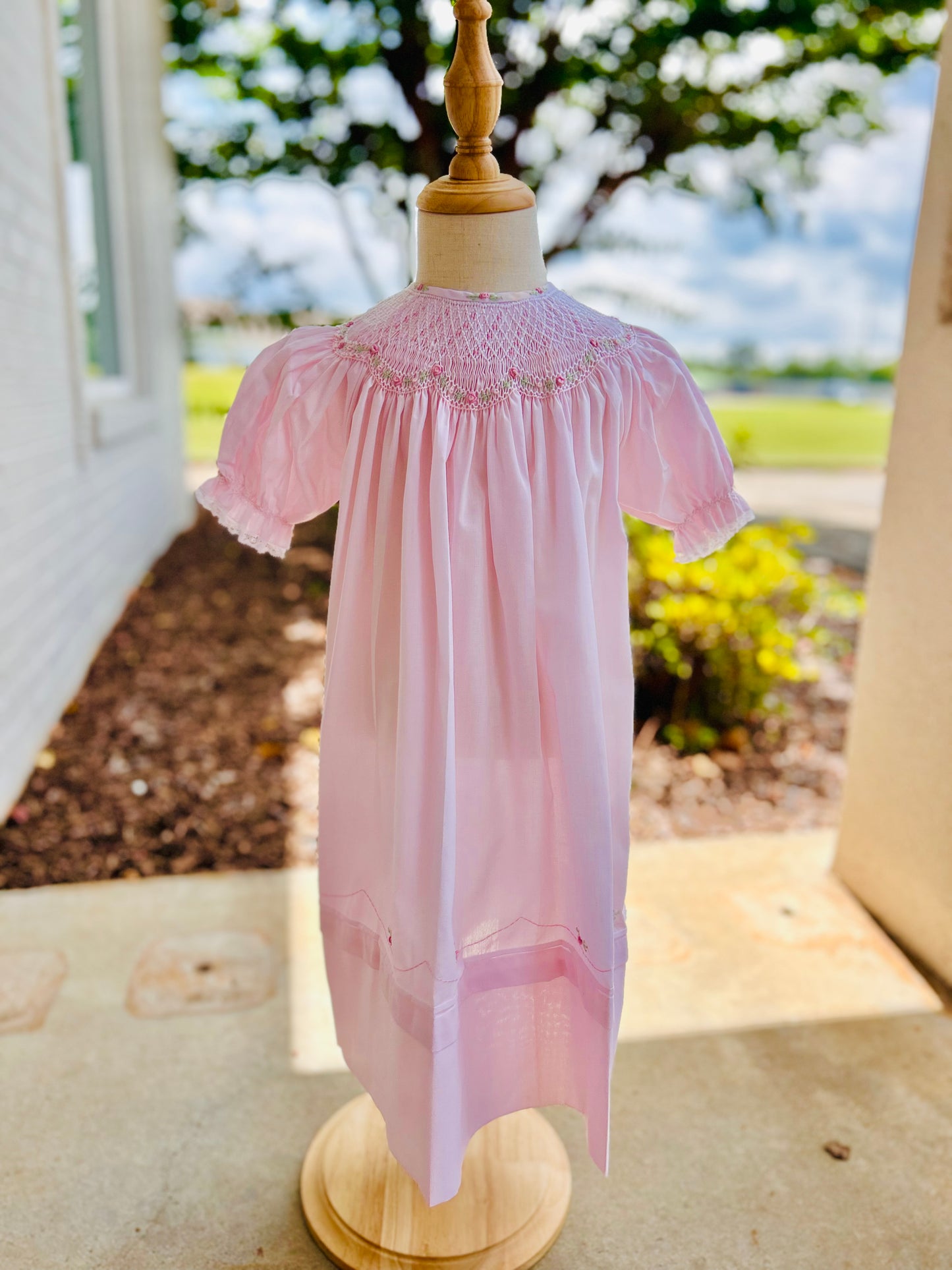 Pink Rosette Bishop Dress