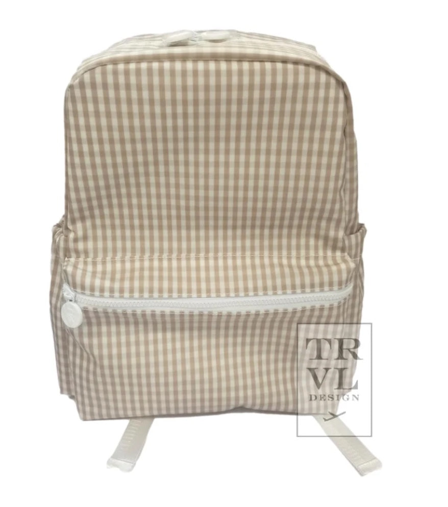 TRVL Tan Gingham Backpack