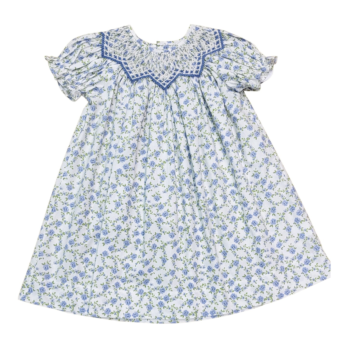 Jessica Blue Floral Bishop Dress