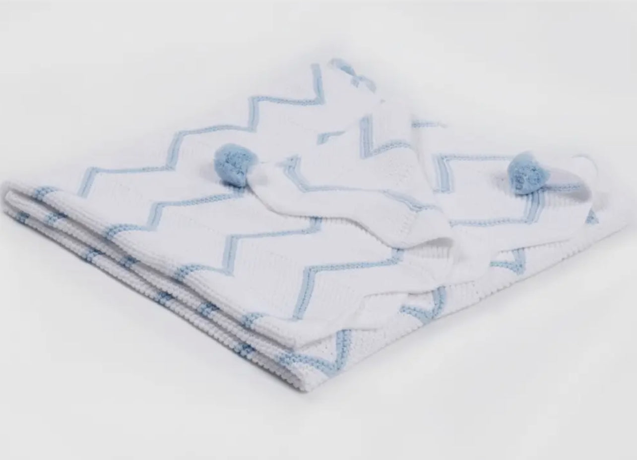 Blue Chevron Knitted Blanket