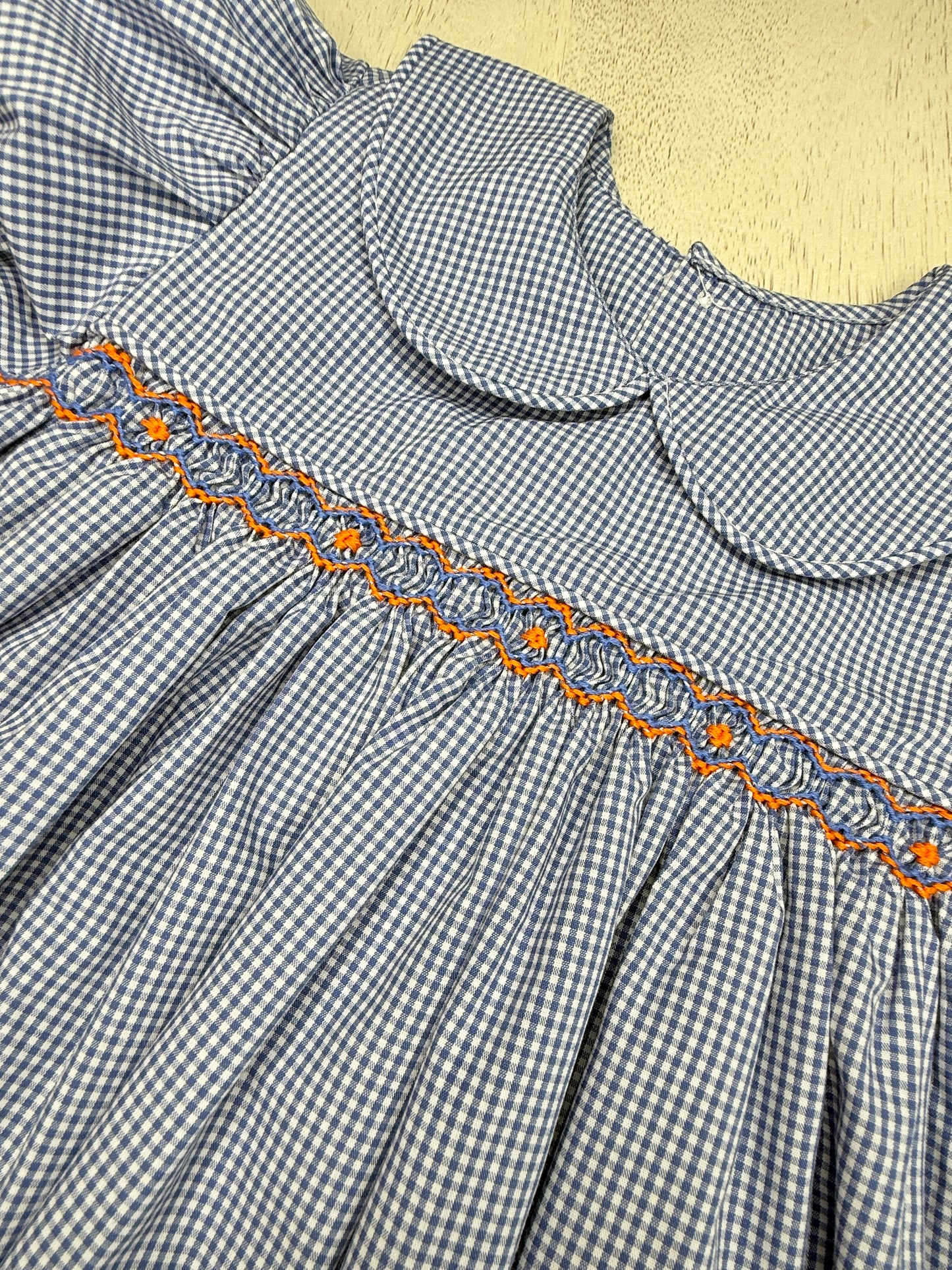 Navy Gingham Smocked Dress