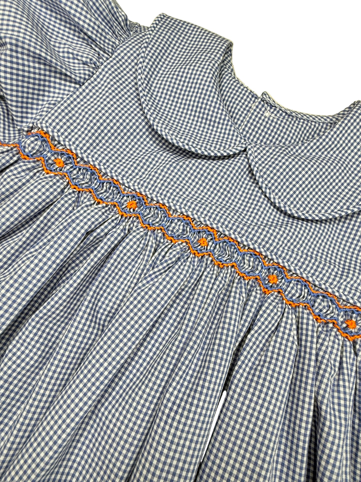 Navy Gingham Smocked Dress