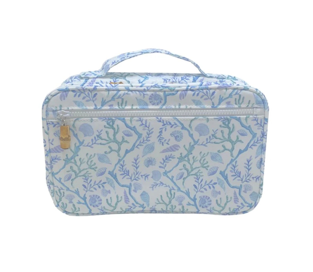 Blue Coral Vine Hanging Toiletry Bag
