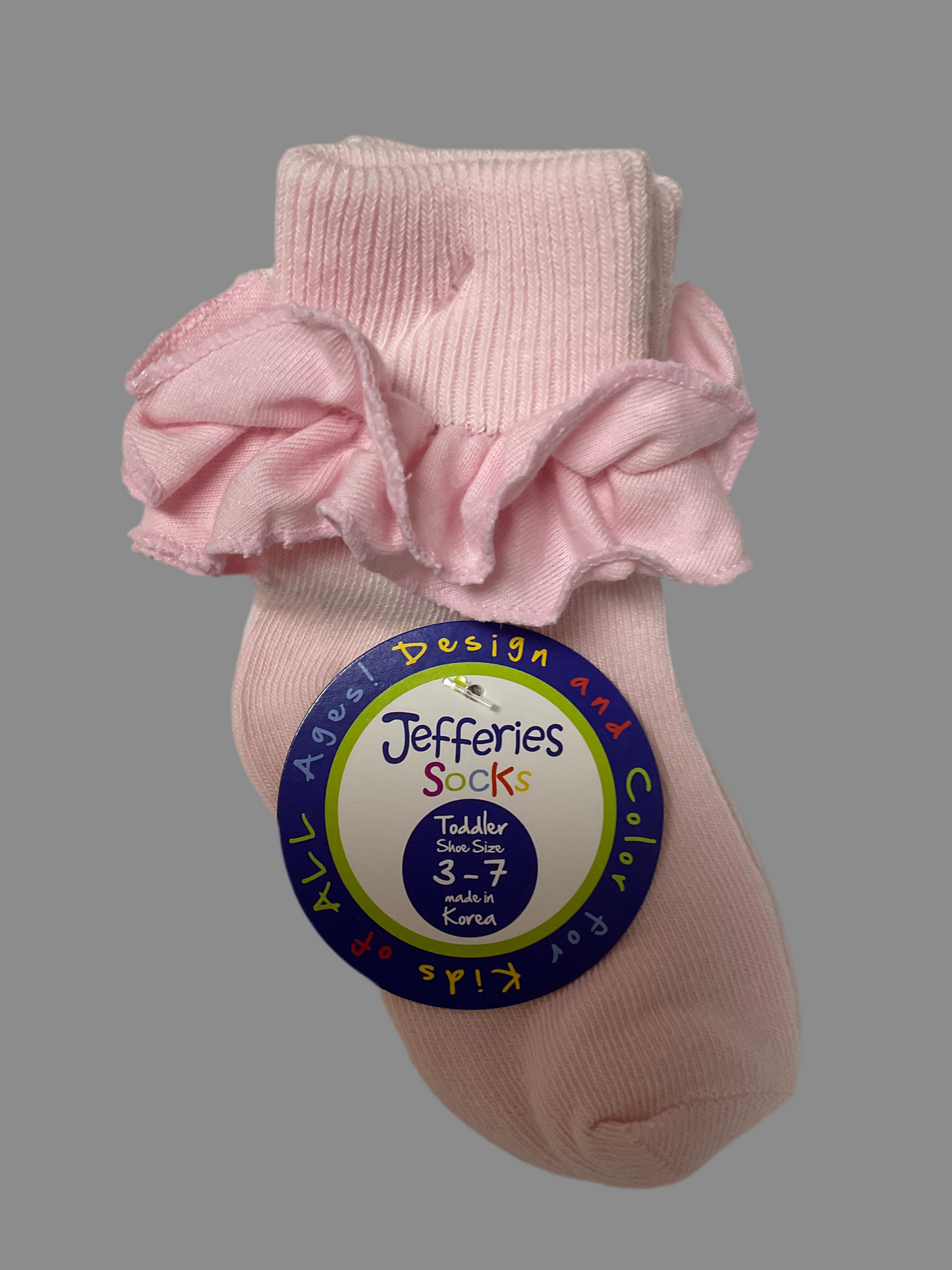 Jefferies Misty Ruffle Turn Cuff Socks White & Pink