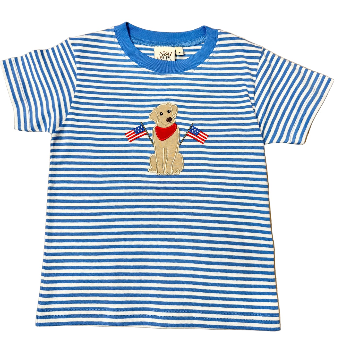 Golden Lab w/2 American Flags T-shirt