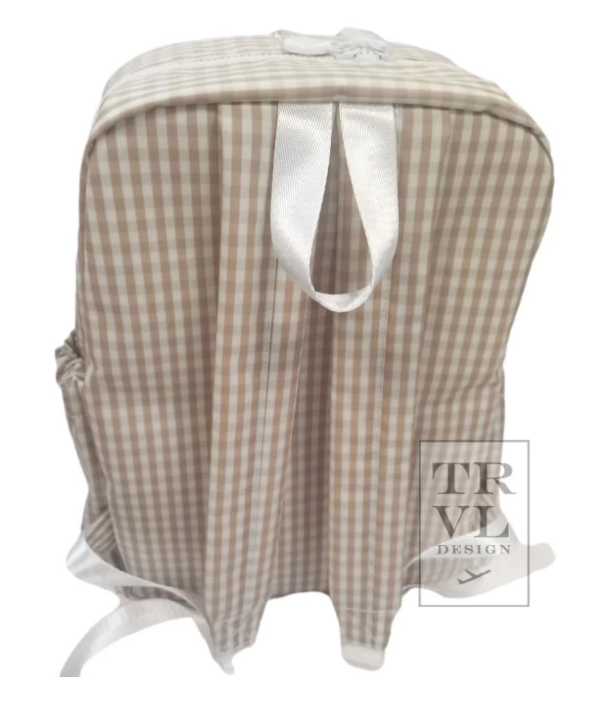 TRVL Tan Gingham Backpack