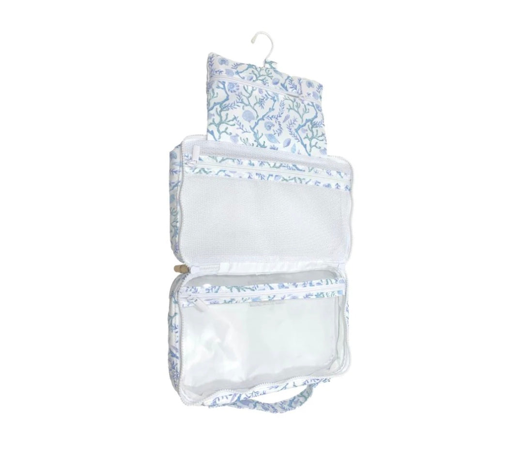 Blue Coral Vine Hanging Toiletry Bag