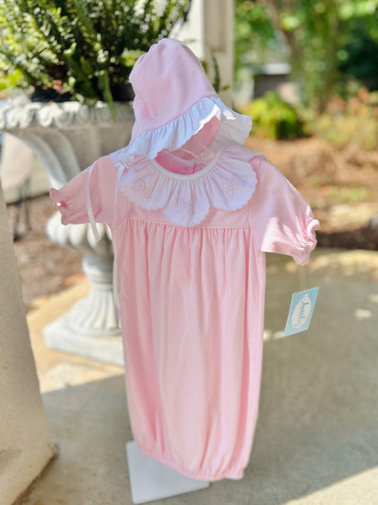 Mia’s Pink Knit Saquce & Bonnet