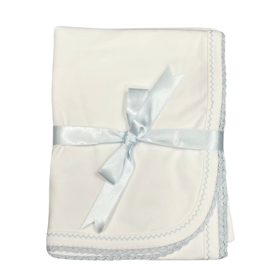 Squiggles White with Blue Blanket
