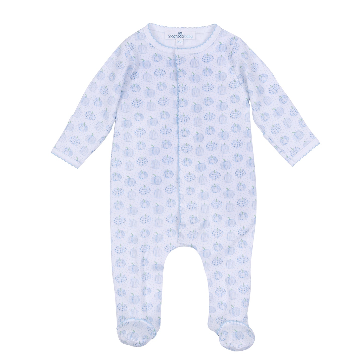 Precious Blue Pumpkins Zipper Footie