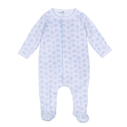 Precious Blue Pumpkins Zipper Footie