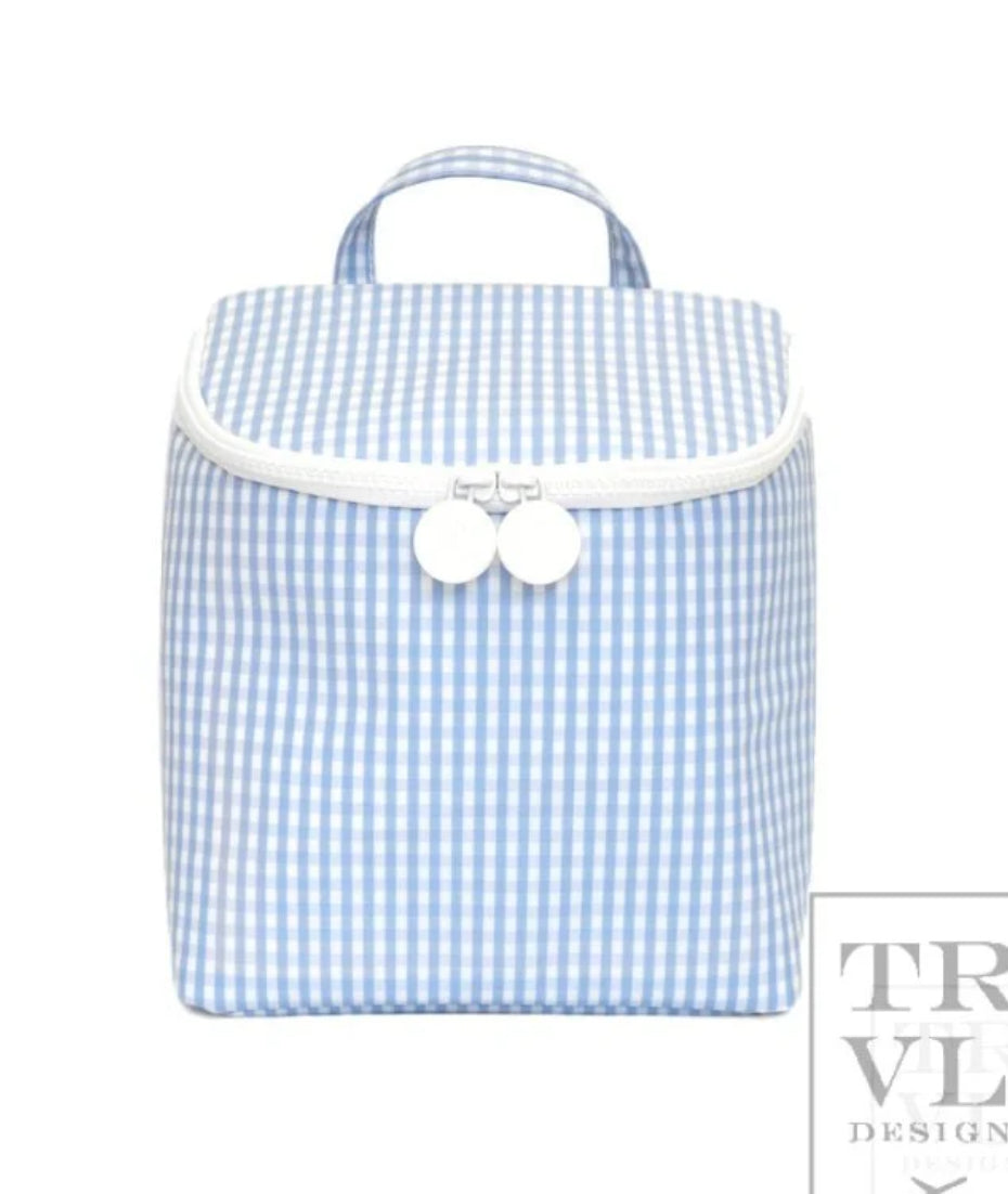 TRVL Sky Blue Gingham lunch sack