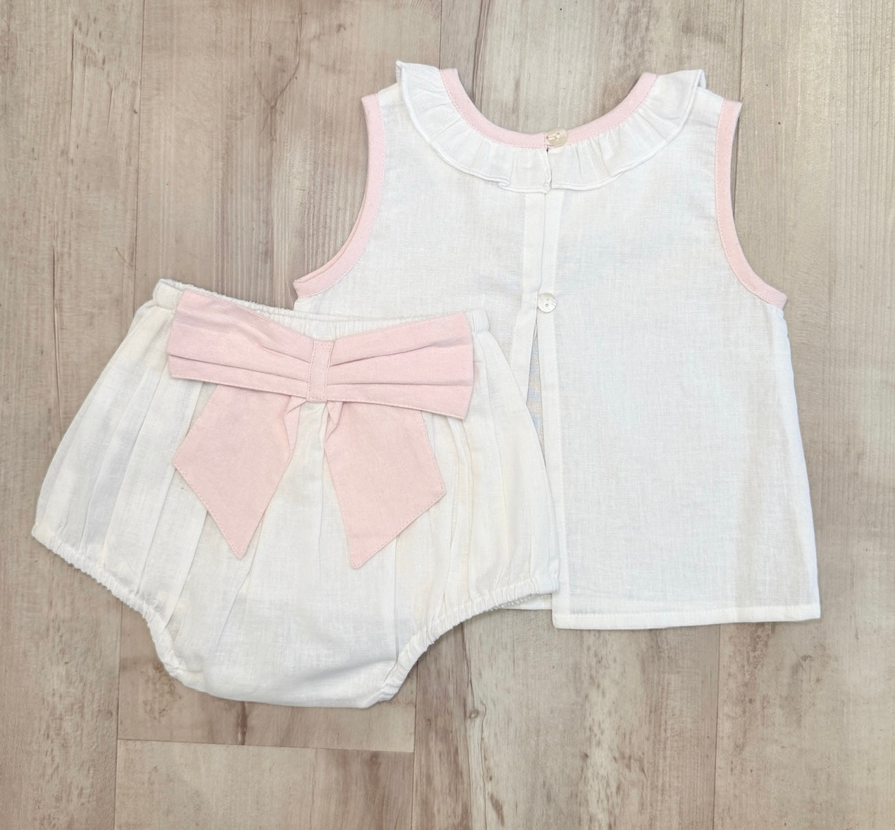 White/Pink Bow Diaper Set