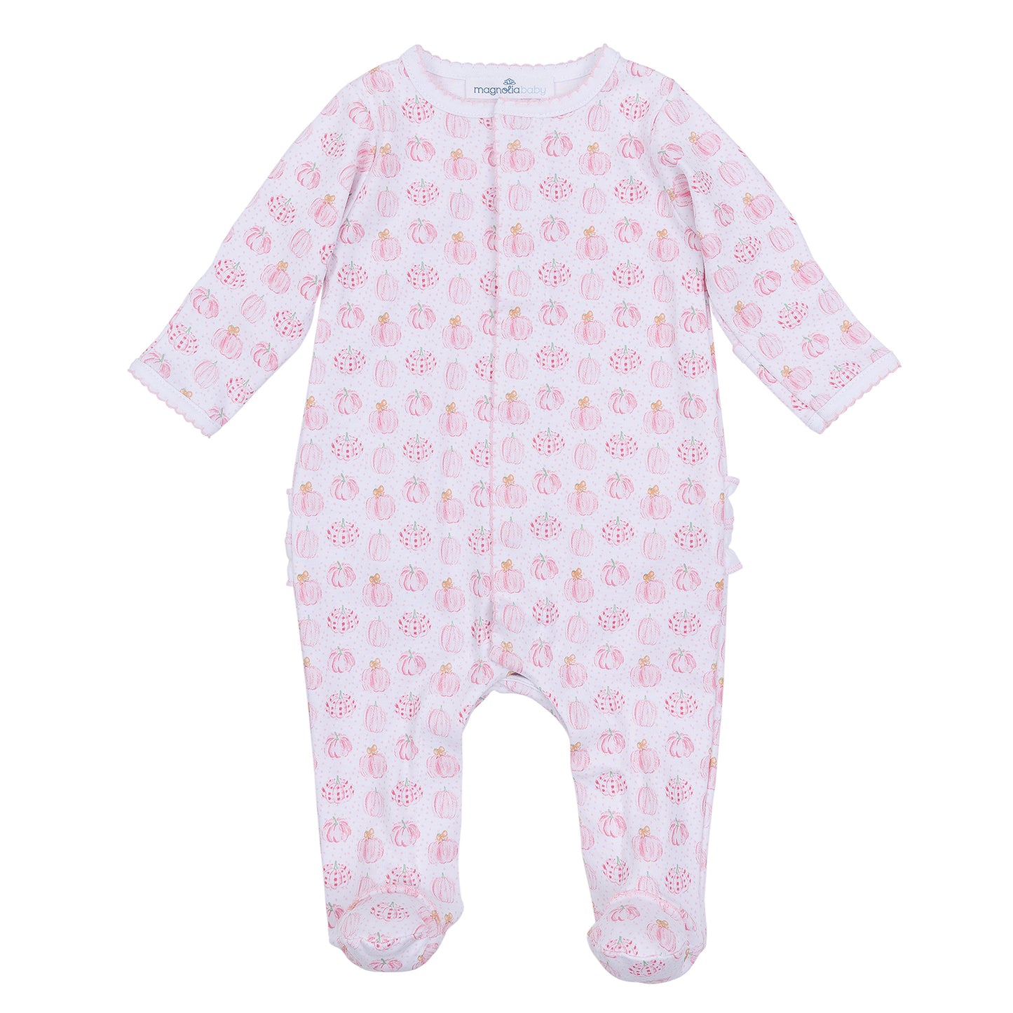 Precious Pink Pumpkins Ruffle Footie