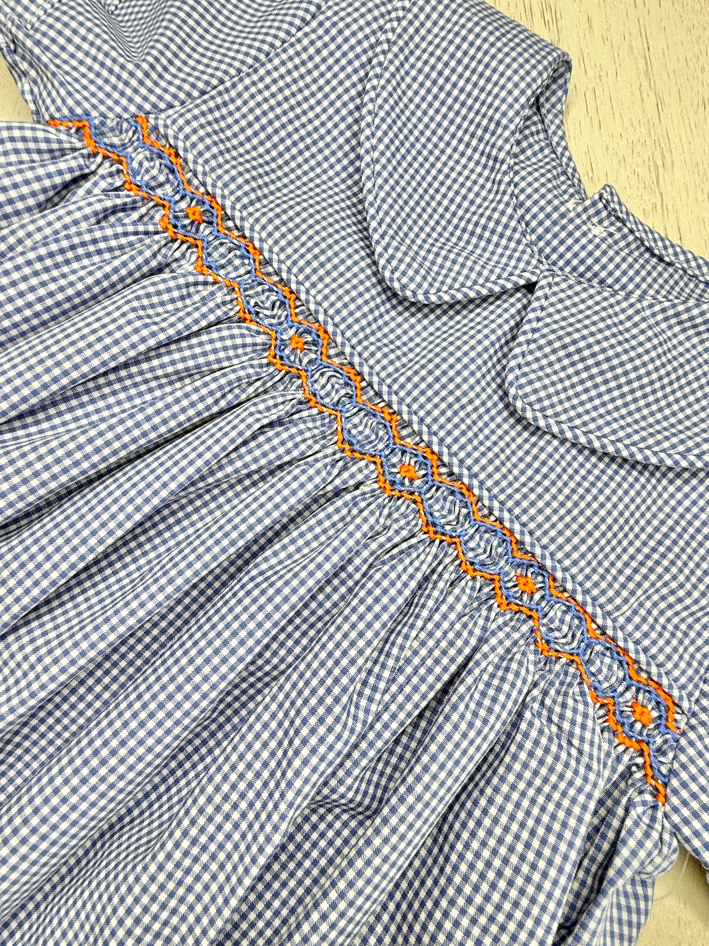 Navy Gingham Smocked Bubble