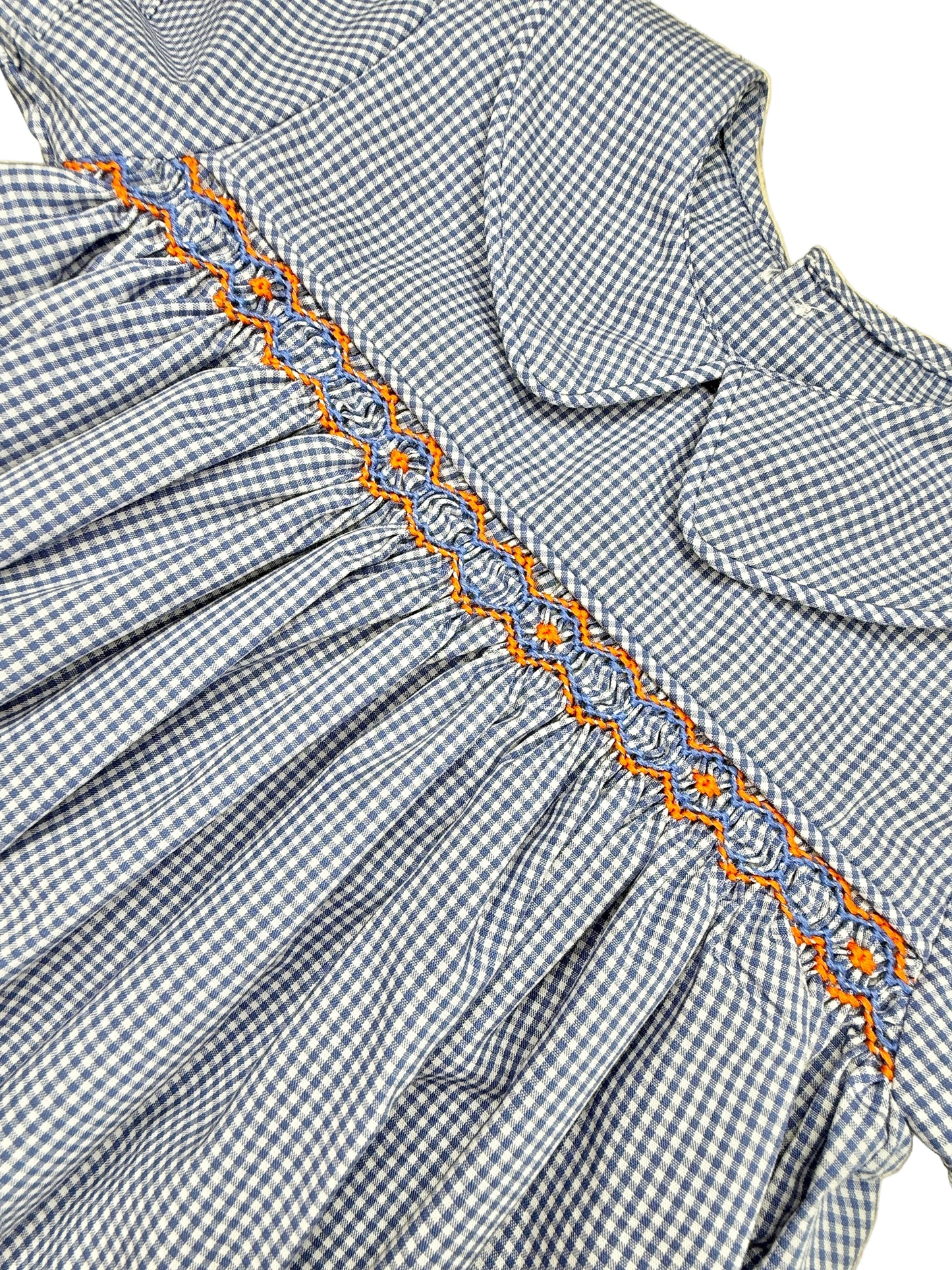 Navy Gingham Smocked Bubble
