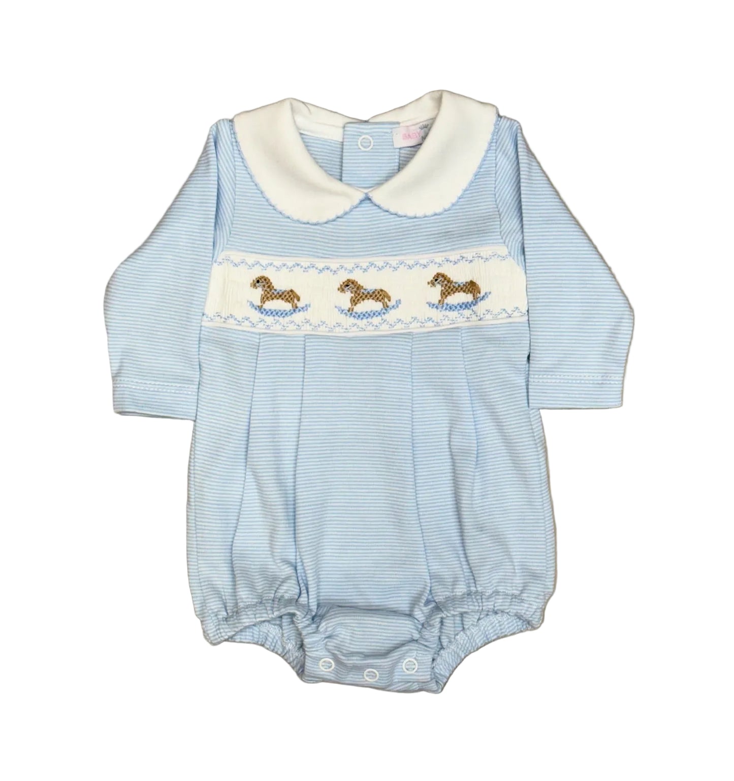 Rocking Horse Smocked Blue Bubble