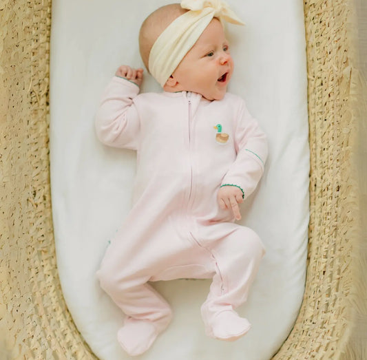 Kay’s Mini Mallard Pink Zip Footie