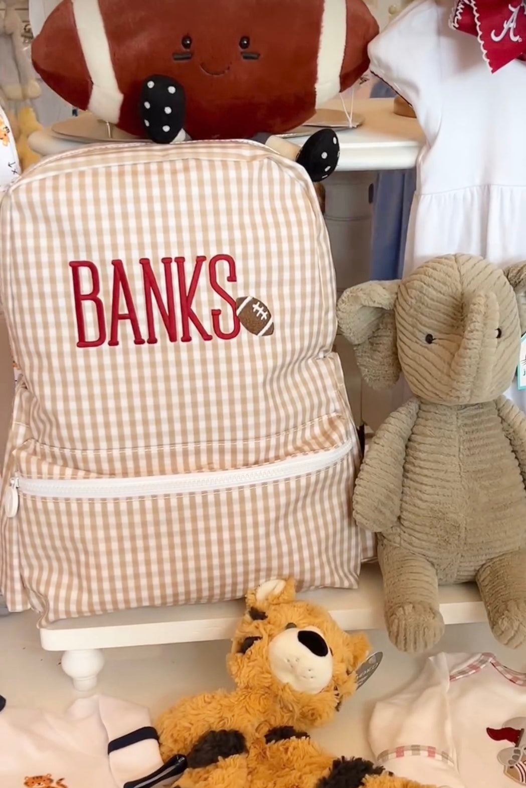TRVL Tan Gingham Backpack