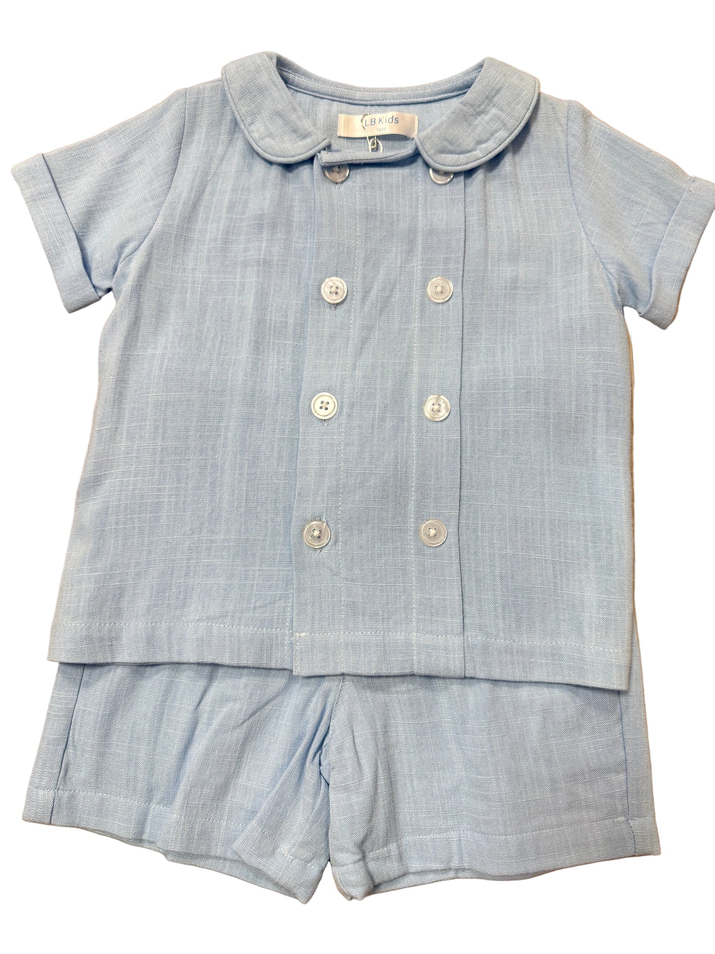 Jeffery Blue Linen Short Set