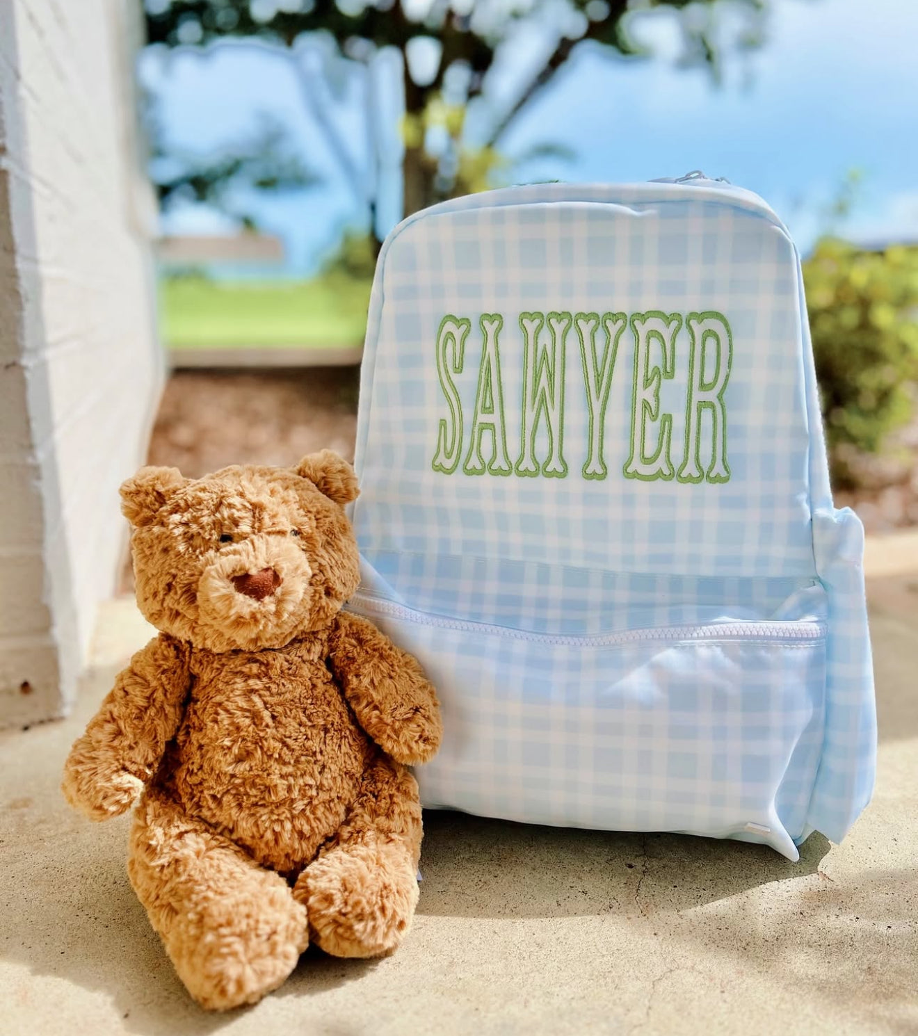 TRVL Plaid Backpack - Green