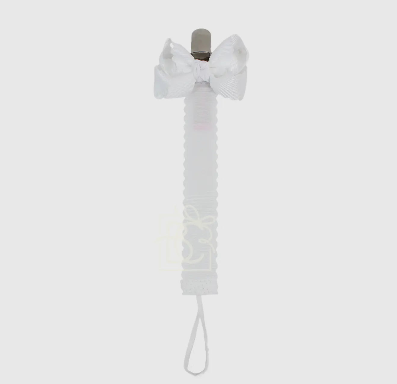 White Scalloped Ribbon Paci Clip