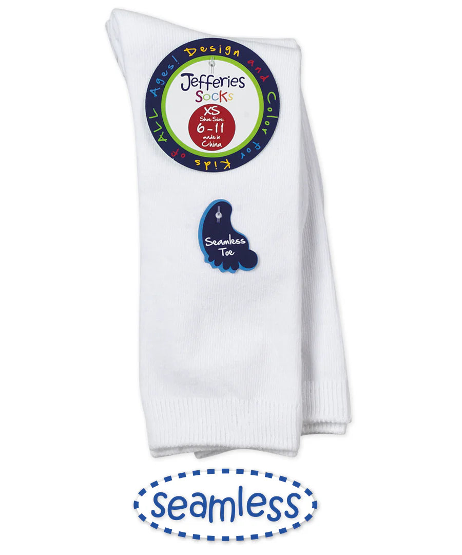 Jefferies White Cotton Knee High Socks 2 Pair #1600