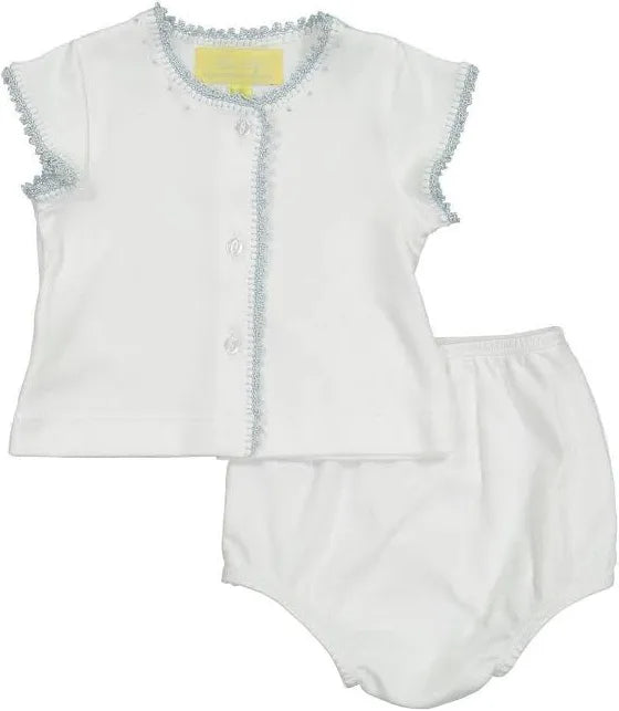 Pixie Lily Blue Trim Diaper Set