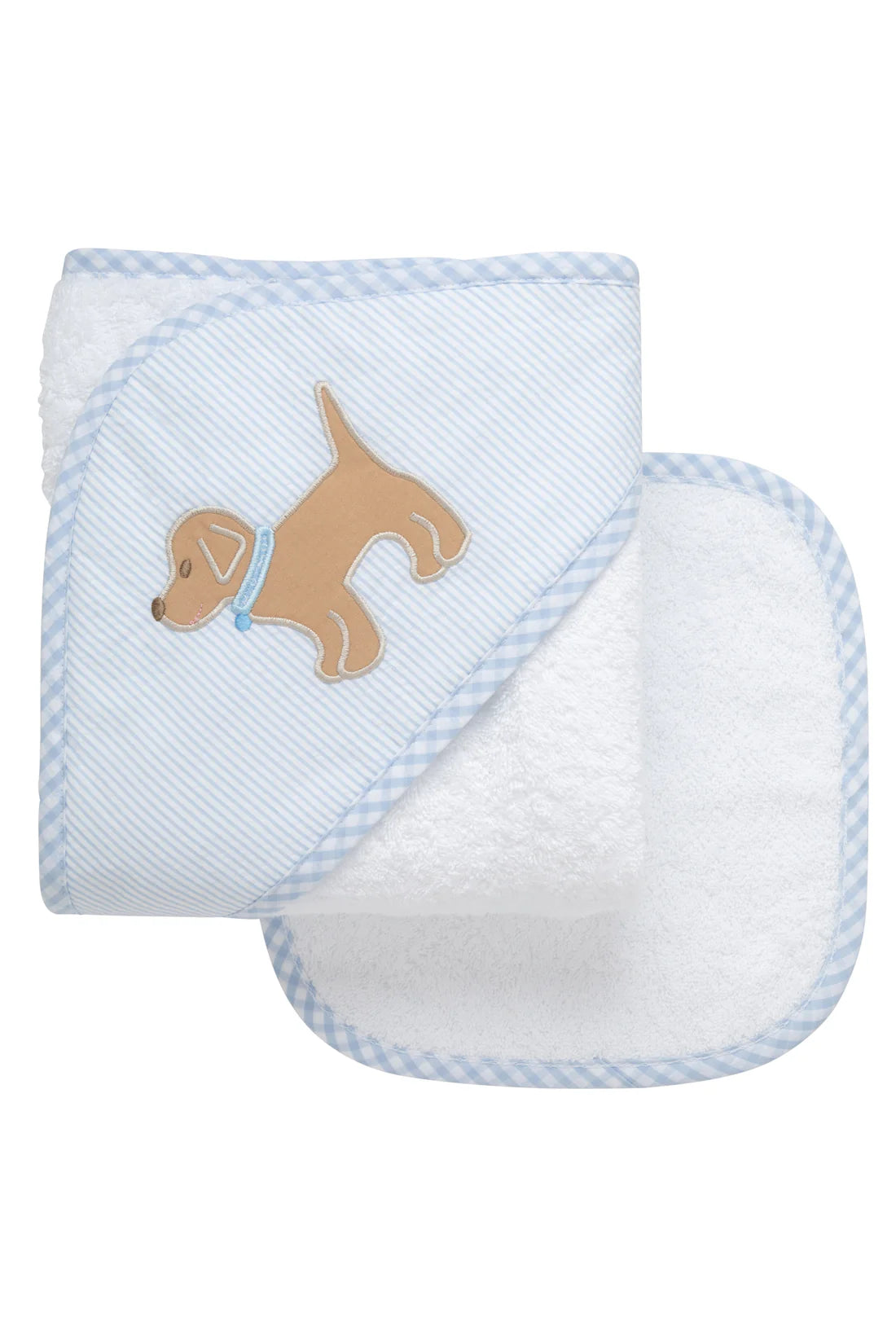 Blue Puppy Hooded Towel and washcloth