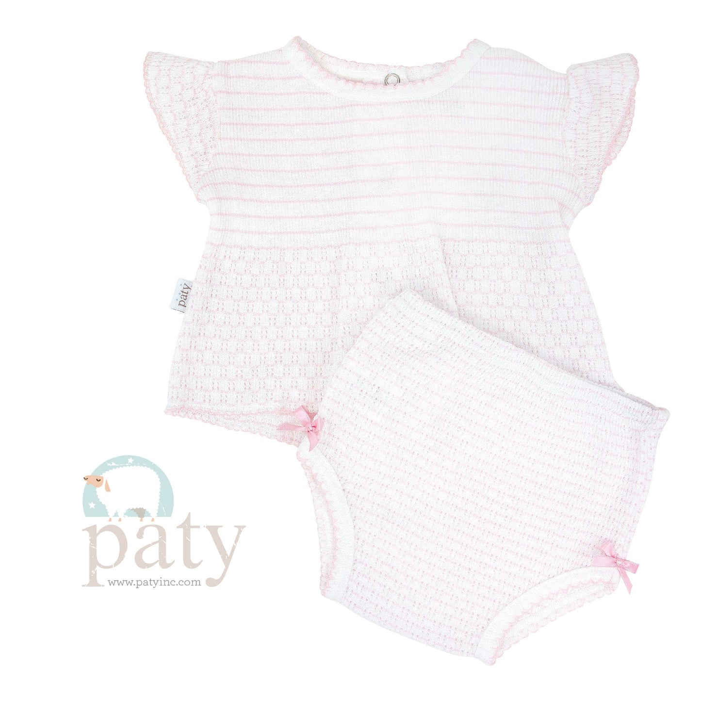 Paty Pink Pinstripe Diaper Set