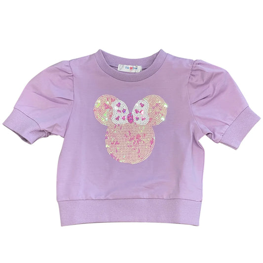 Sequin Lavender Minnie Puff Sleeve