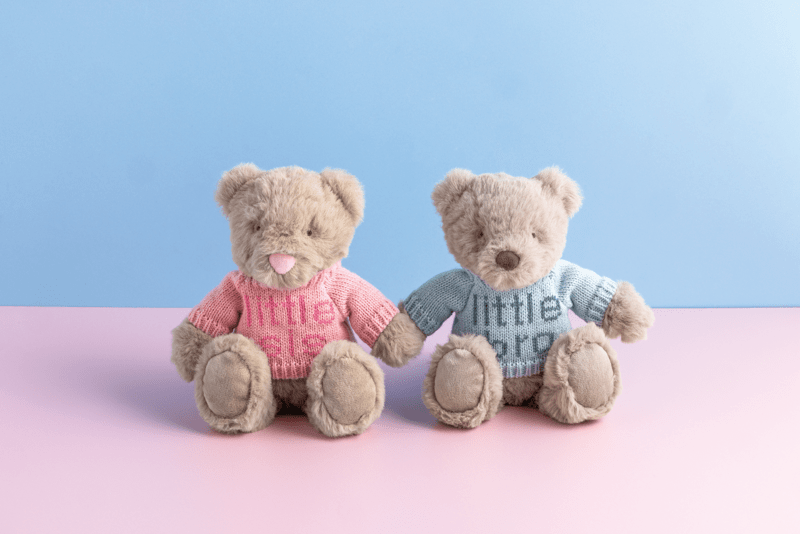 Little Brother Plush Bear Blue Sweater