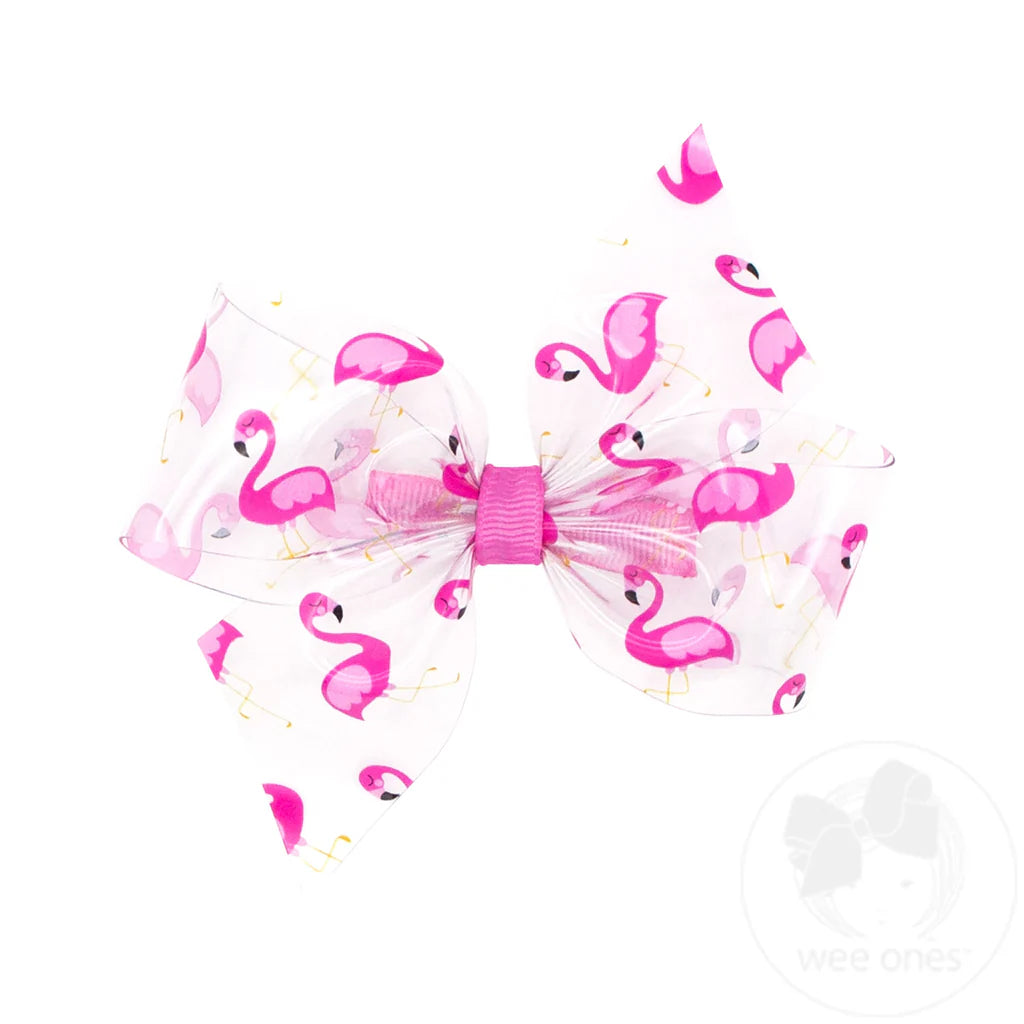 Flamingo Vinyl Splash Bow Hot Pink