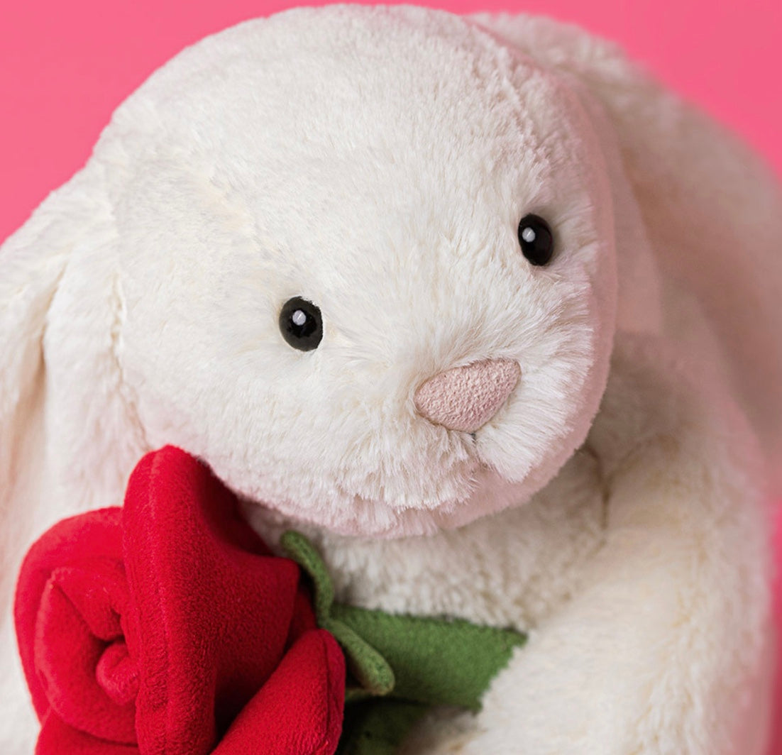 Cream Bunny with Rose