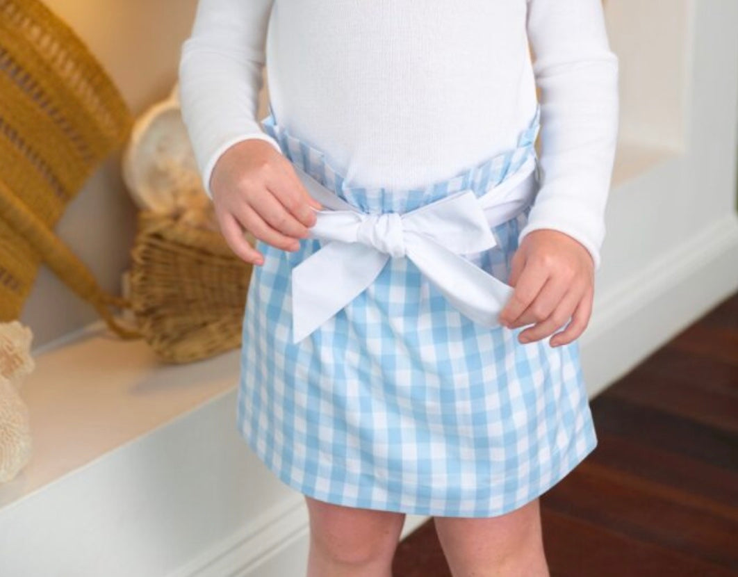 Beasley Blue Gingham Bow Skirt