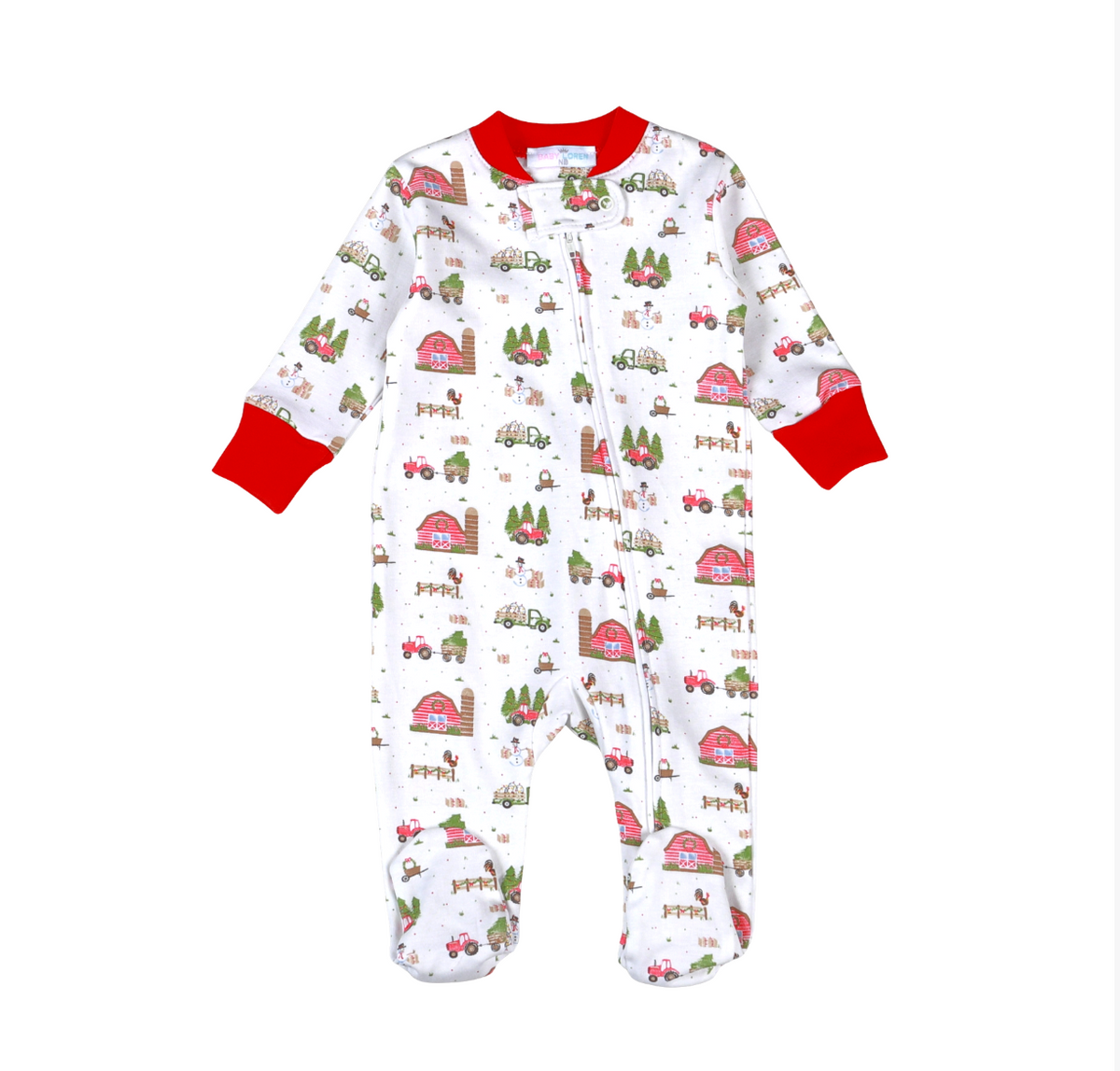 Barnyard Christmas Zip Footie
