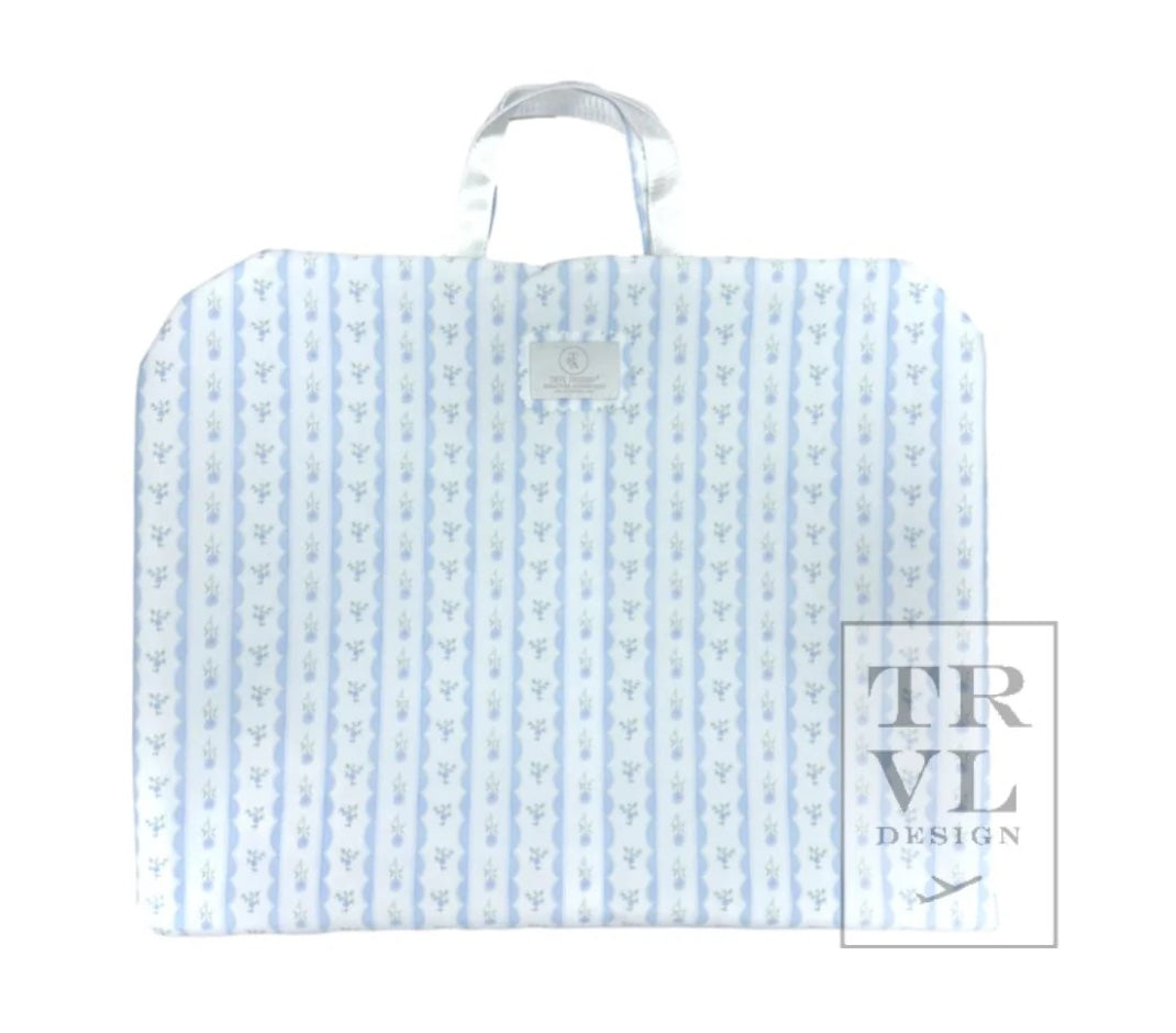 TRVL Blue Floral Stripe Garment Bag