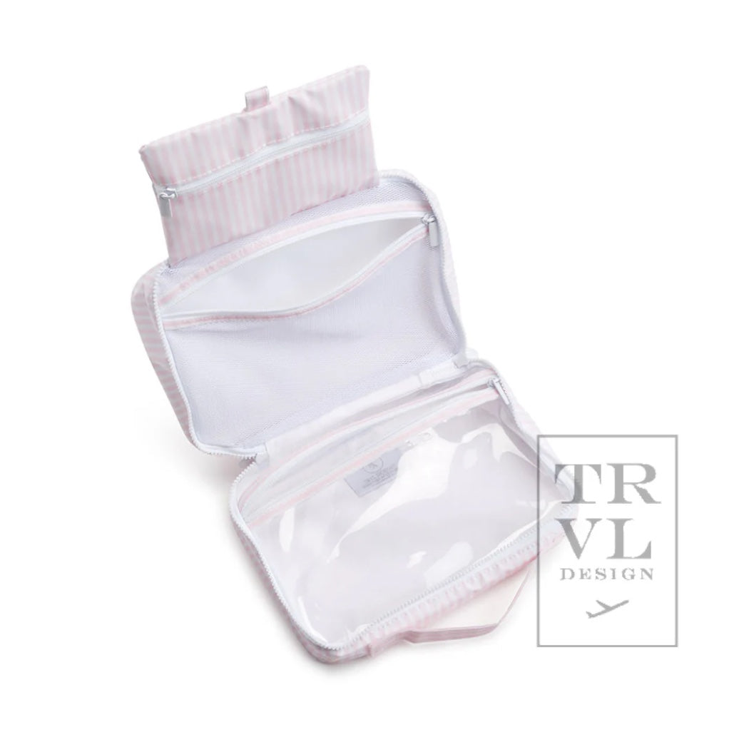 TRVL Pimlico Stripe Hanging Toiletry Bag - Pink