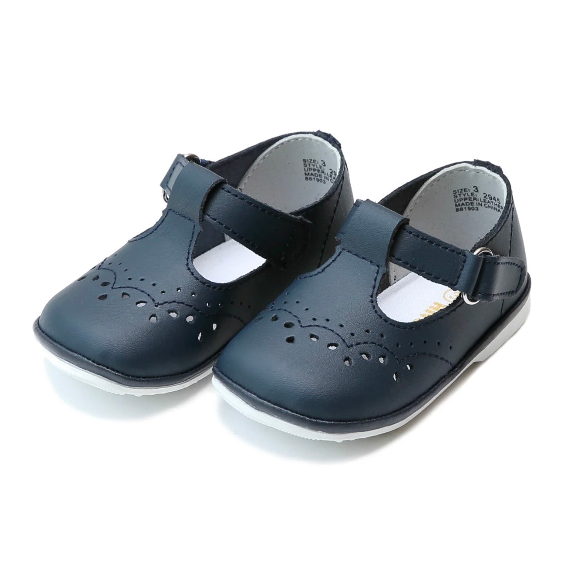 Birdie Leather T-Strap - Navy