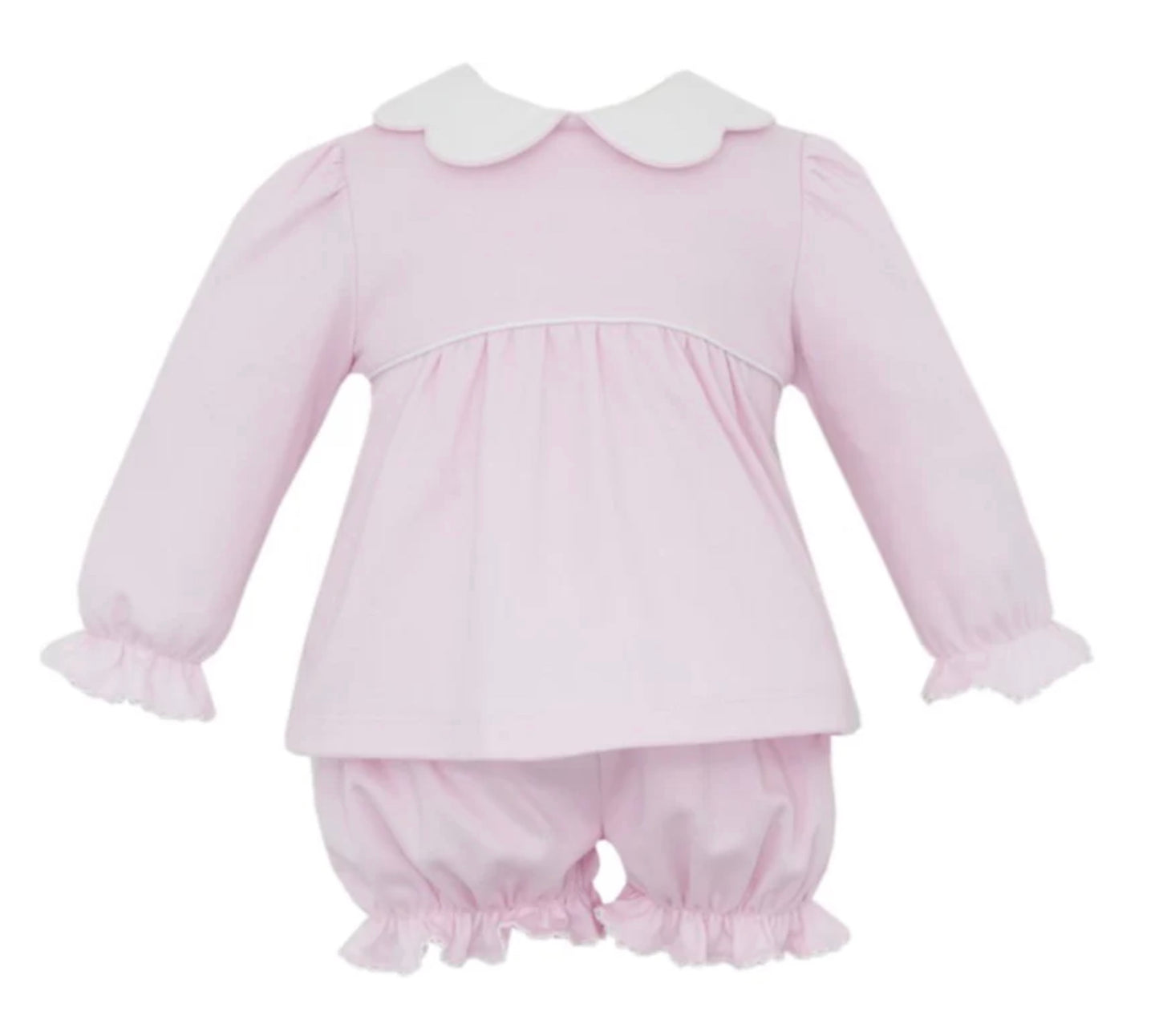 Pink Bloomer with Scalloped Collar
