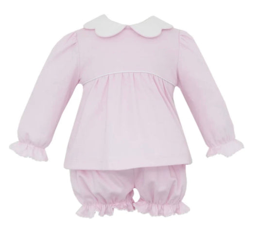 Pink Bloomer with Scalloped Collar