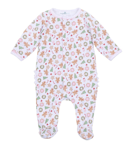 Frosted Wonderland Ruffle Footie - Pink