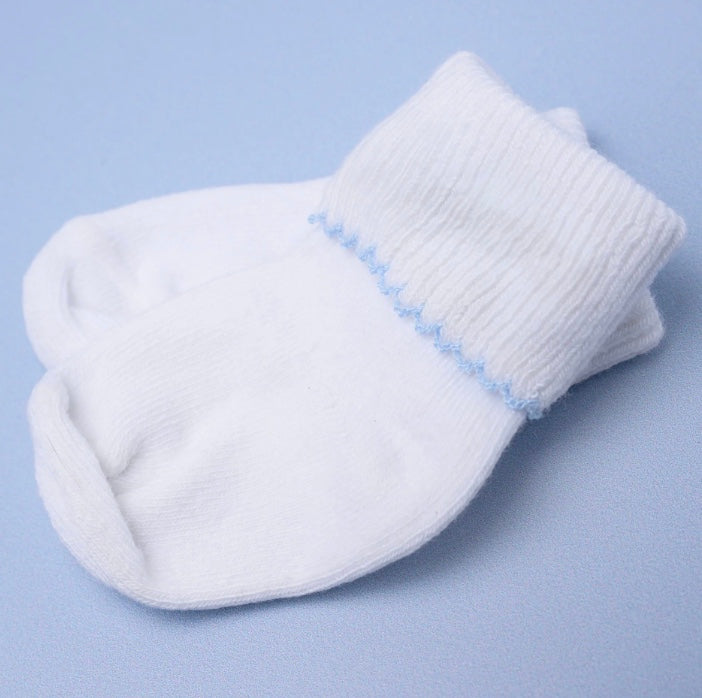 Essentials Baby Socks Blue Trim