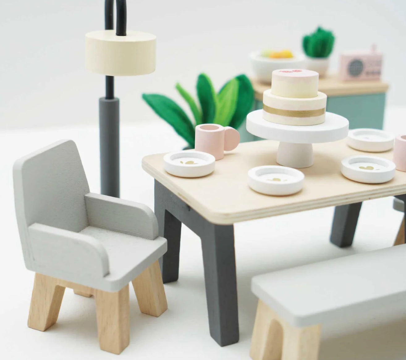 Wooden Doll House Dining Set