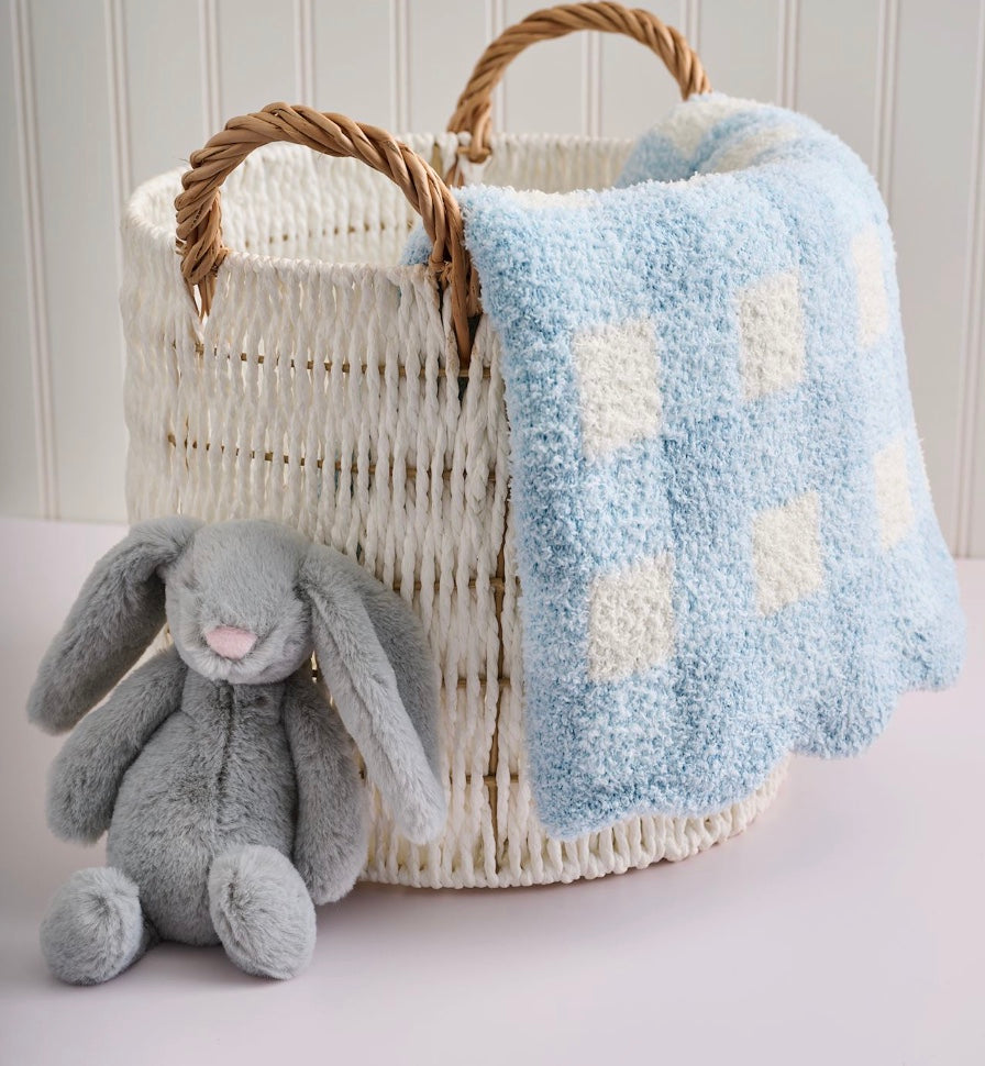 Blue Gingham Chenille Blanket